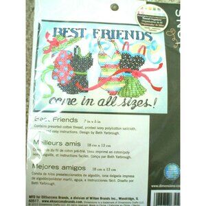 Cross Stitch Kit Dimensions Best Friends Stamped 70-65106 7" x 5" New Easy Ivory